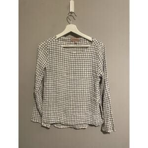 PHILOSOPHY‎ Black White Windowpane Print Women Size XS Long Sleeve Blouse